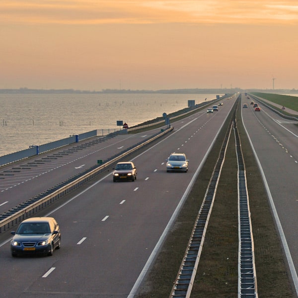 Cars on Afsluitdijk